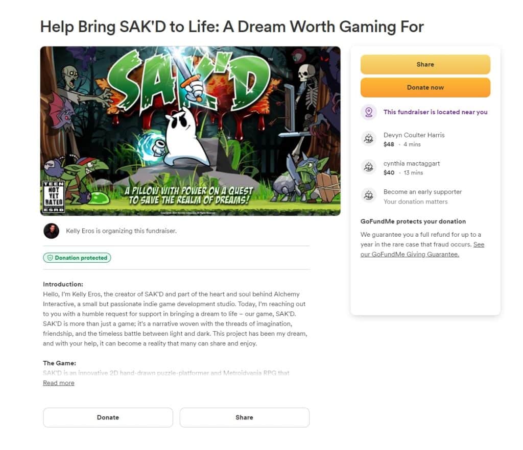 Back SAK'D Development via GoFundMe